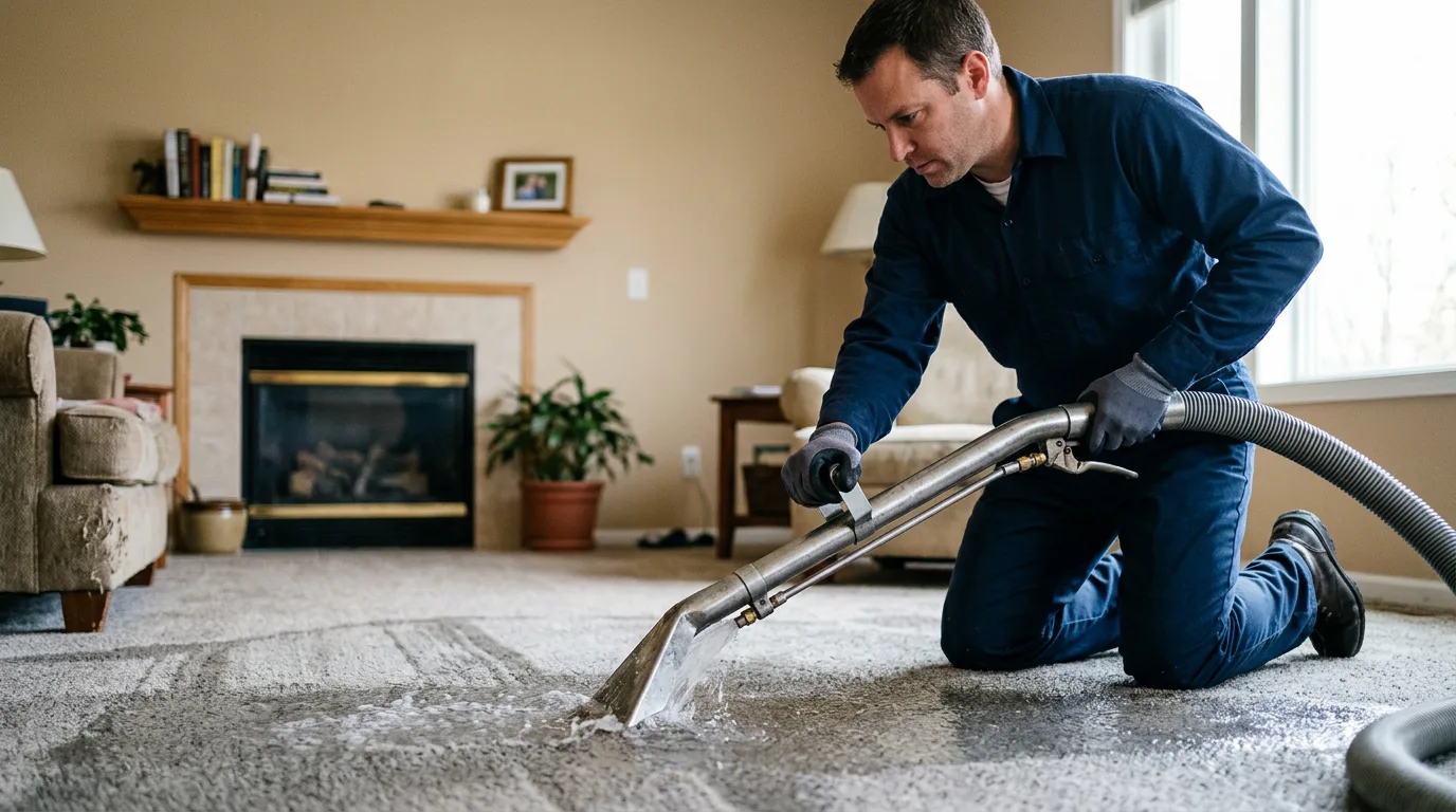 Water damage restoration technician working near Giddings, TX